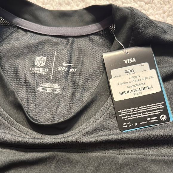 NFL Nike Black Redskins Short Sleeve Tee Crew Neck - Picture 2 of 7